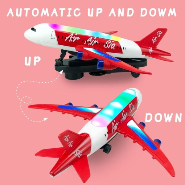 Bump & Go Action Musical Airplanes Toy with Flashing Lights & Sounds, Up and Down Feature Toddler Toys for 3-5 Years Old Boys Girls - Image 6