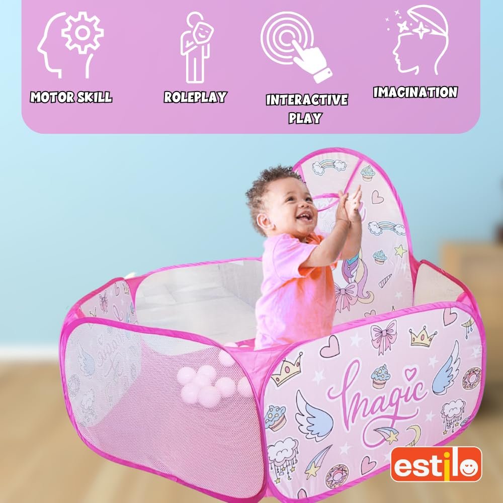 Estilo Large Ball Pit Play Tent with Basketball for Toddlers 30 Balls Pits Tent for Toddlers Playhouse Baby Crawl |Ball Pool for 1-5 Years Kids - Image 4