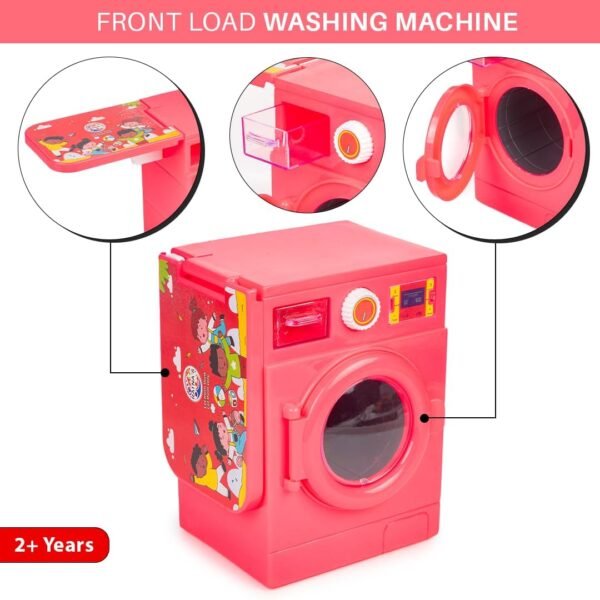 Lovely Washing Machine Front Load with Openable Door & Attached Foldable Ironing Table Household Pretend Play Role Play Toy for Kids.- Baby Toy - Image 3