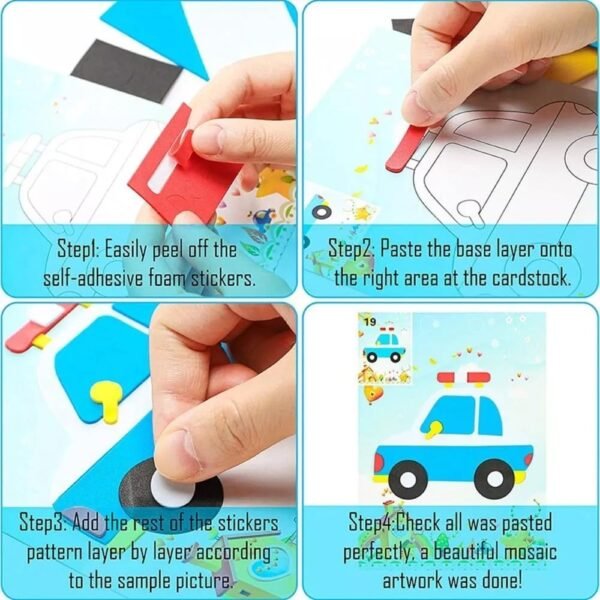 Tiny Toys EVA Foam Stickers 3D Puzzles, Art & Craft Kits for Toddlers and Preschoolers - Double Sided Colour & Sticker Fun - Mess Free DIY Activity for 4-8 Year Old Boy/Girls - Image 3