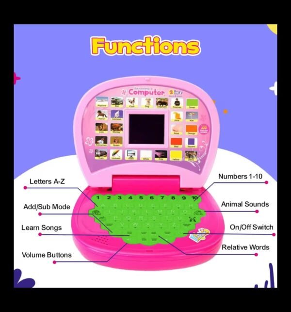 VIVITO Educational Learning Laptop Toy for Kids | LED Display, Music, & Multi-Mode Learning for 3-6 Year Old Boys & Girls | Non-Toxic, BIS Certified, Battery Operated (Pink) - Image 3