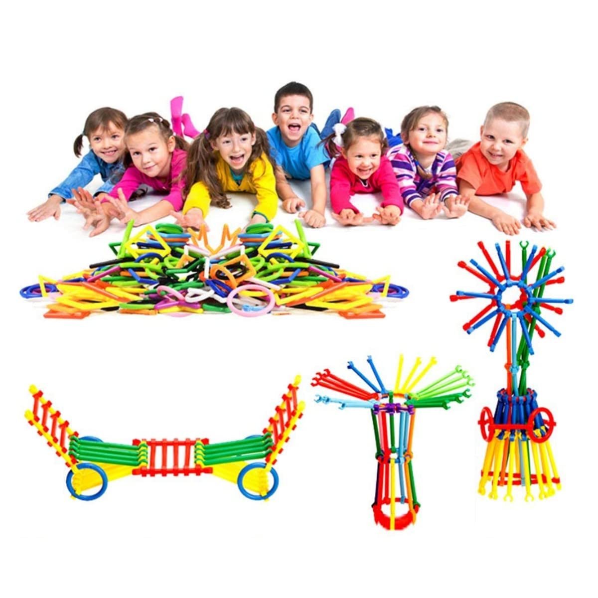 Marmik Smart Stick Building Blocks Toys - Smart Stick with Different Shapes Block Game for 3-8 Years Old Kids Boys & Girls, Kids Building Block Toy, Multi Color (200+ Pcs) - Image 3