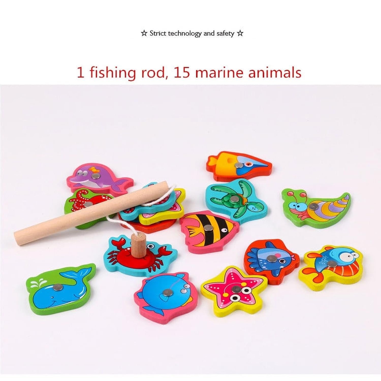 Fishing Toy for Kids 3-5 Years Fishing Game for Kids 3-5 Years Fish catching Game for Kids Fish Games for Kids 3 - 5 Fish Catching Toy Fishes Hunting Activity Rod 15 Wooden Magnetic Kids 2+ - Image 5
