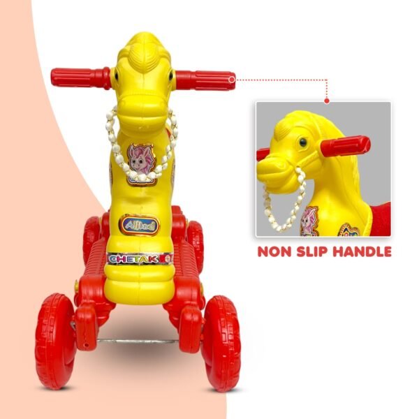 Baby Horse Rider for Kids 1-3 Years Birthday Horse Rider Horse 2-in-1 Rocker/Ride-On Toy for Kids Chetak Ride on & Wagons - Red Yellow - Image 6