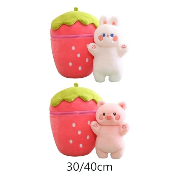 bnf® Cute Flip Strawberry to Animal Plush Toys Home Decorative for Boys Girls Kids 30cm Rabbit - Image 2