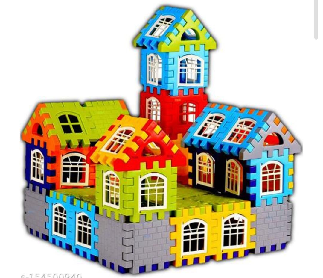 MBK 60+ PCS Kids Building Blocks Set with Windows - Educational Toys for Boys and Girls 2-5 Years - Multicolour