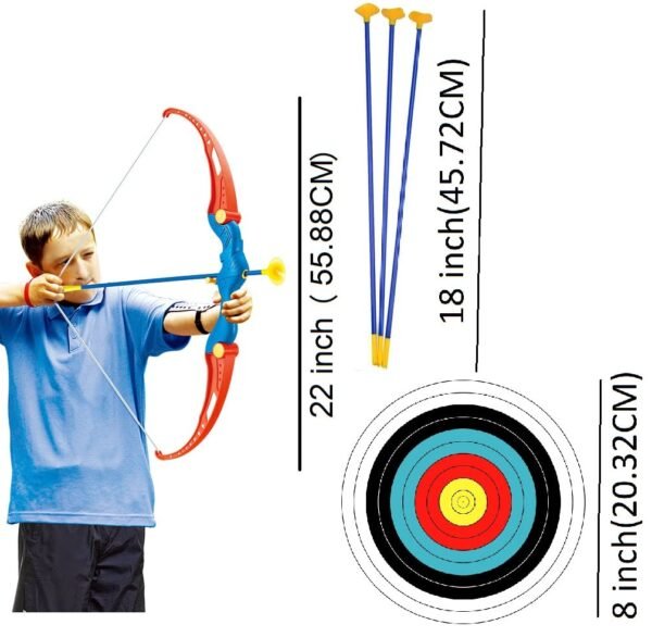 Amitasha Kids Archery Bow and Arrow Toy Set with Target Board for Kids Indoor Outdoor Garden Fun Suction Cups 3 Arrows Target Game for Boys 3-15 Years Birthday Gift - Image 3