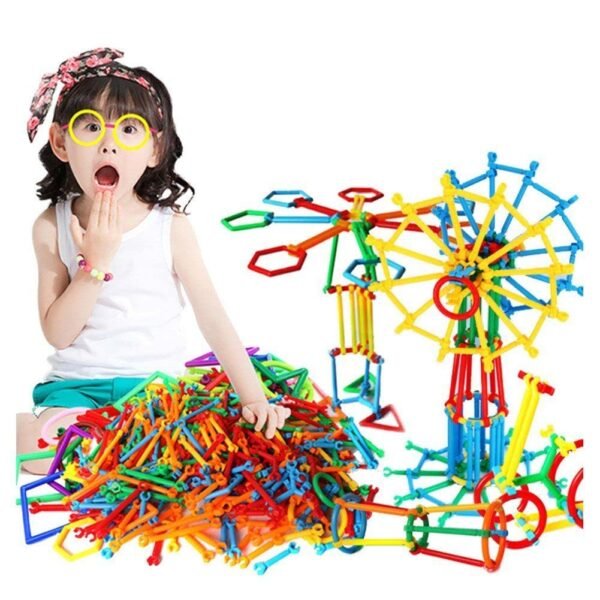 200+ Piece Unbreakable Building Blocks for Kids,Smart Stick Toys Block Game for 3-8 Years Old Kids Boys & Girls,Random Color (Smart Stick Kids Building Block Toys)