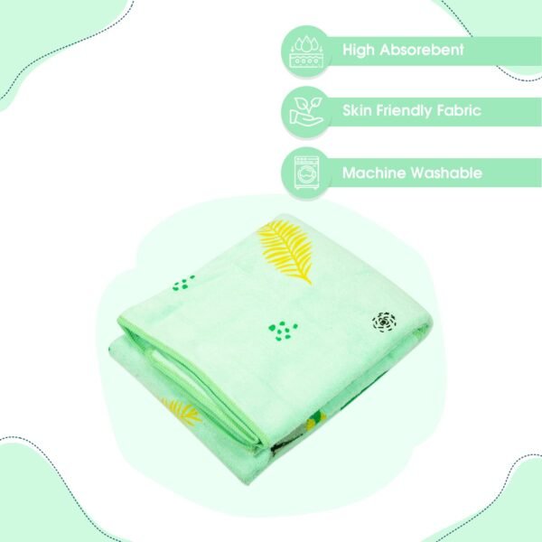 Mee Mee Micro Fiber Baby Bath Towel for New Born | Wash Cloth, Quick Absorbent, Extra Soft Cotton Towels for Kids/Toddlers/Infants/Babies, Pack of 1, Green 70X110 CM - Image 2