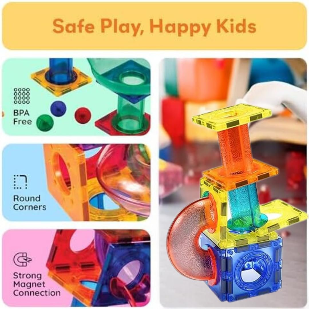Magnetic Blocks – STEM Toy for 4 Year Old Boy & Girl | Marble Run Toys for Kids | Gift for 3+ Year Old Boy | Magnetic Building Blocks | Educational Toys 4 Years Old – 40 Pcs - Image 4