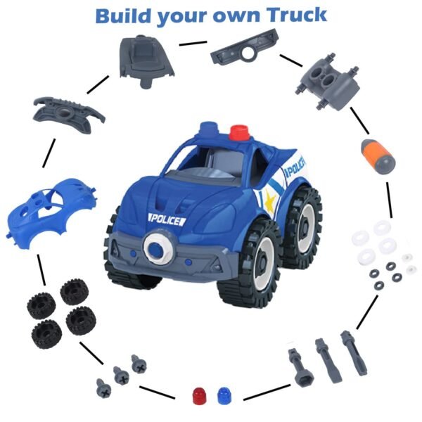 Patrol Car|Build&Combine Vehicle|Easy to Build Pull Back&Friction Vehicle|Develop Motor&Cognitive Skills for Kids 3+|Role Play Toy|Birthday&Return Gift|Made in India,Multi - Image 4