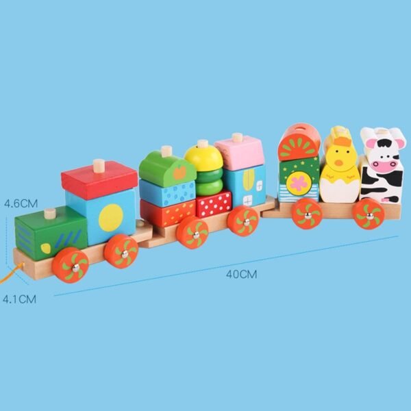 Toy Stacking Train Toy Fun Classic Wooden Toddler Toy for Boys and Girls Toddler Animal Trailers - Image 3