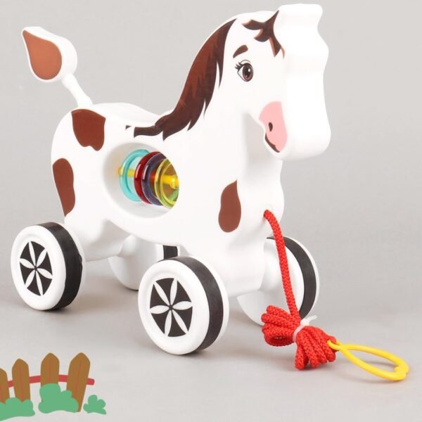 Storio Baby Products Pull Along Toddler Toy, Pull Along Toy with Attractive Design, Developmental Toy for 1 Year Old Girl Boy - Horse