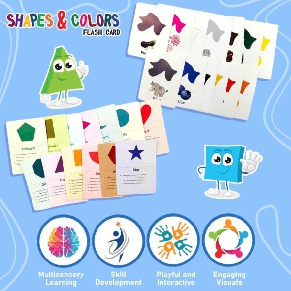 Wembley Flash Cards for Kids Toys 1 2 3 4 5 Years Babies Boys Girls | Educational Preschoolers Montessori Early Learning Flash Cards – Color & Shapes, Set of 28 Cards - Image 4