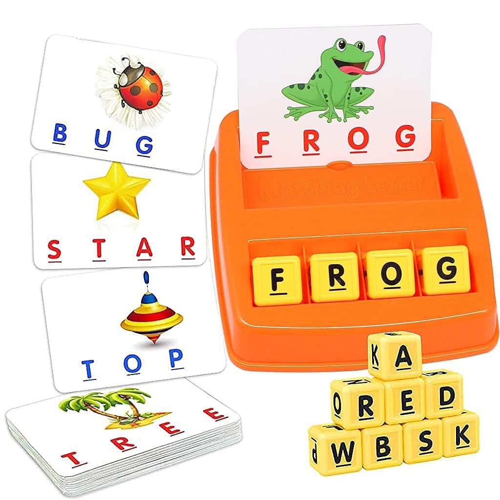 PATPAT® Flash Cards for Kids,Early Learning Toys for Kids Educational Toys Flash Cards Matching Letter Game Kid Games Toys for 3-8 Year Old Birthday Gift for Girls Boys - Orange
