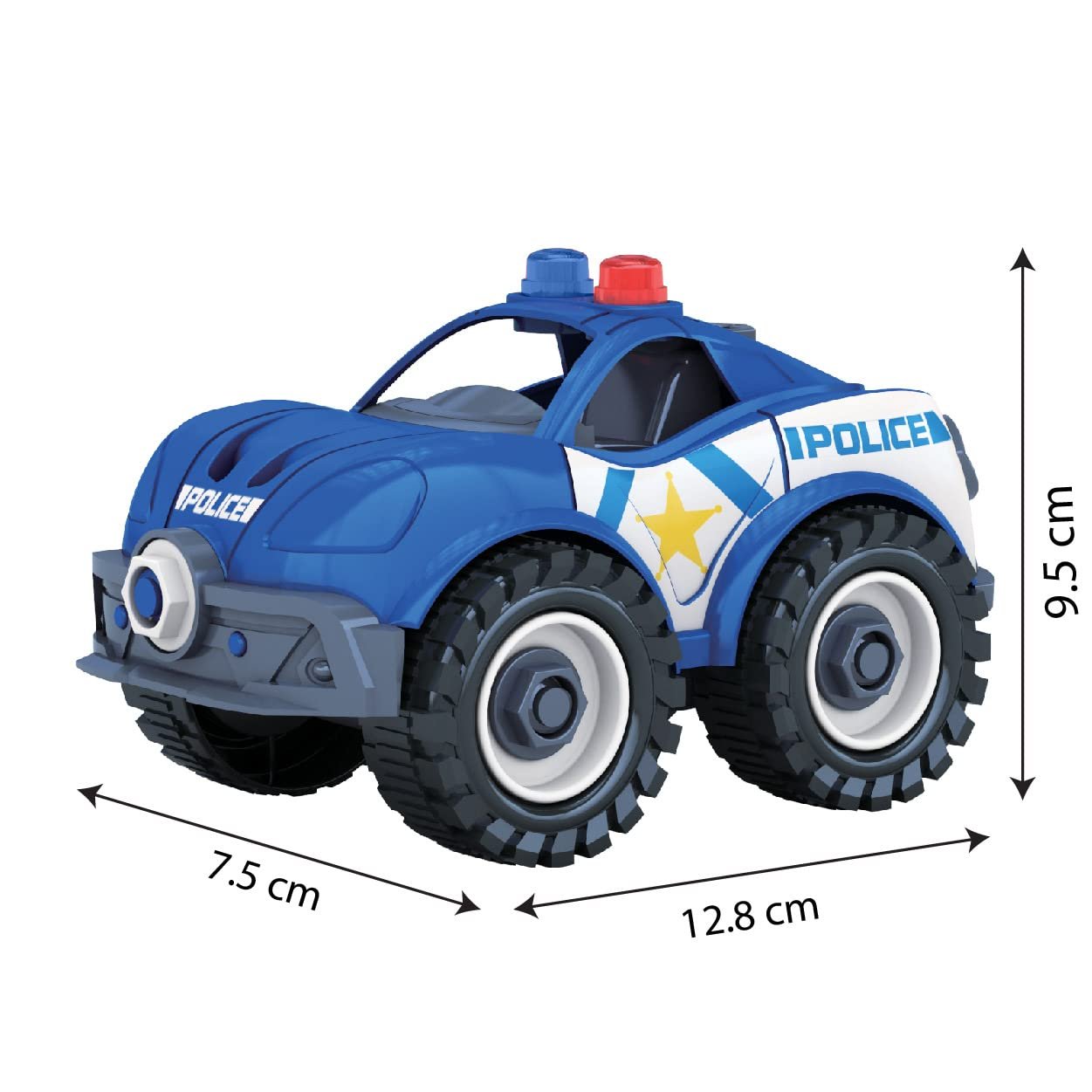 Patrol Car|Build&Combine Vehicle|Easy to Build Pull Back&Friction Vehicle|Develop Motor&Cognitive Skills for Kids 3+|Role Play Toy|Birthday&Return Gift|Made in India,Multi - Image 3