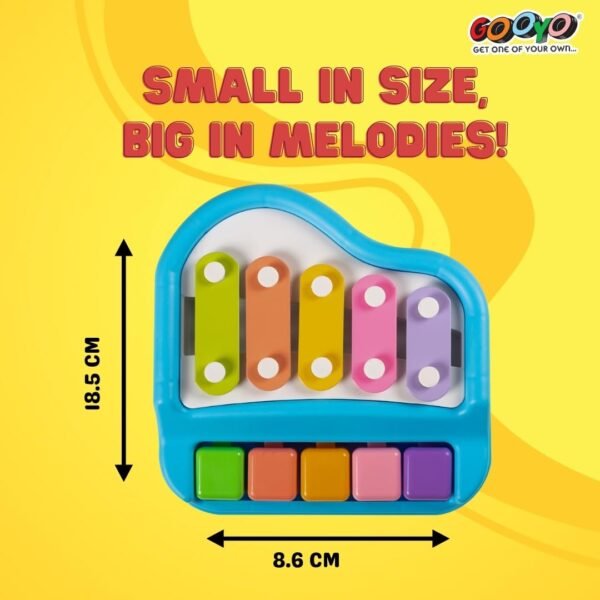 Gooyo 1503 Non Battery 2 in 1 Mini Piano and Xylophone Toy with Colorful Keys & 2 Mallets for Babies/Girls/Boys/Kids/Gifts | Blue Color (Battery Not Required) - Image 2
