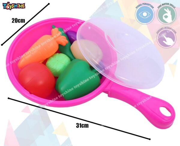 Toyshine Pack of 10 Vegetable Toy Set with Pan | Pretend Play Food Cooking Toy for Kids Learning Educational Toys for Boys Girls Toddler 3-6 Years - Image 4