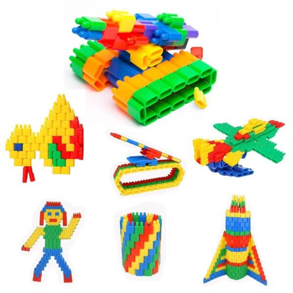 Building Blocks Toys for Kids Education 200 Bullet Blocks Learning Puzzle Toys for Kids,Block Game for 3-8 Years Old Kids Boys & Girls - Multi Color - Image 3