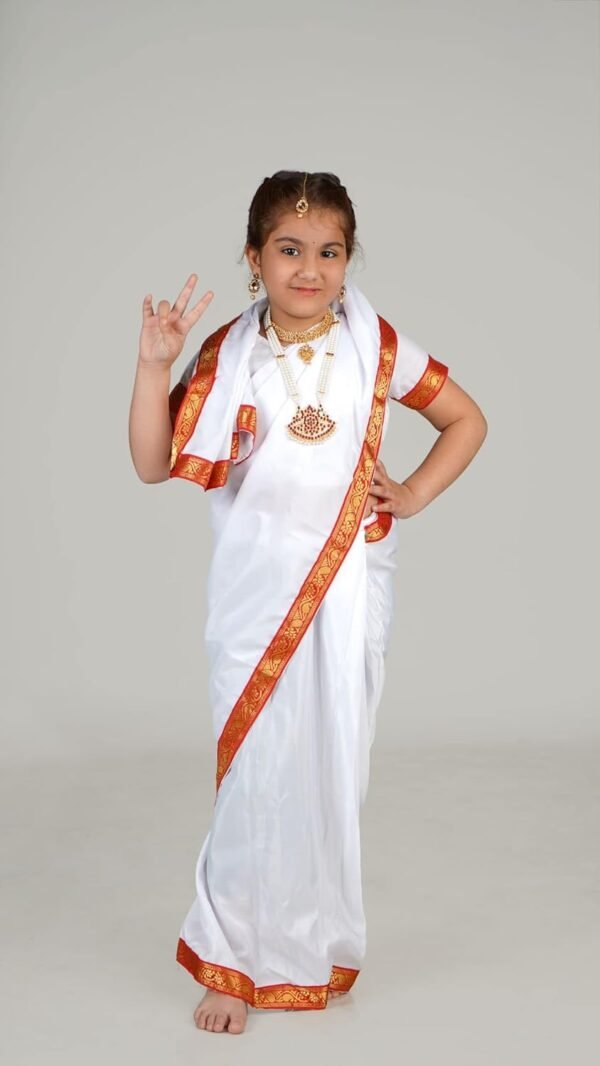 BookMyCostume Bengali Saree with Jewellery Indian State Kids Fancy Dress Costume for Girls - Image 5