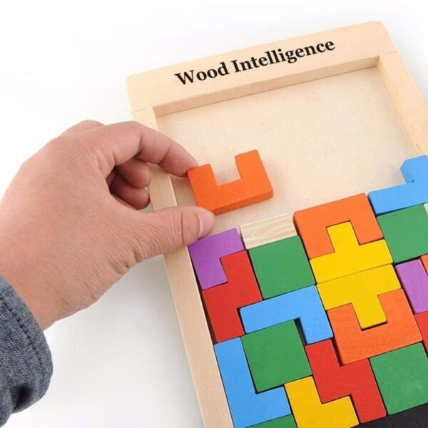 JABA\'S Wooden Tetris Puzzle Brain Teaser Toy Colorful Jigsaw Game Montessori Intelligence Educational Gift for Baby- Toddlers, Kids 2-6 Years Old Boys Girls - 40 Pcs, Multi Color - Image 6