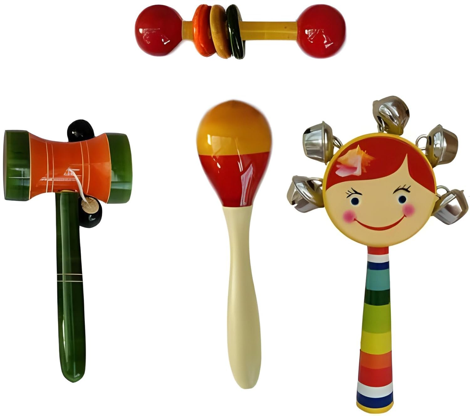 Colorful Wooden Rattle Toys for Baby/New-Born Infant Kids Set of 4 pcs - Multicolor - Discover Sounds, Develops Sensory Skills - Image 6