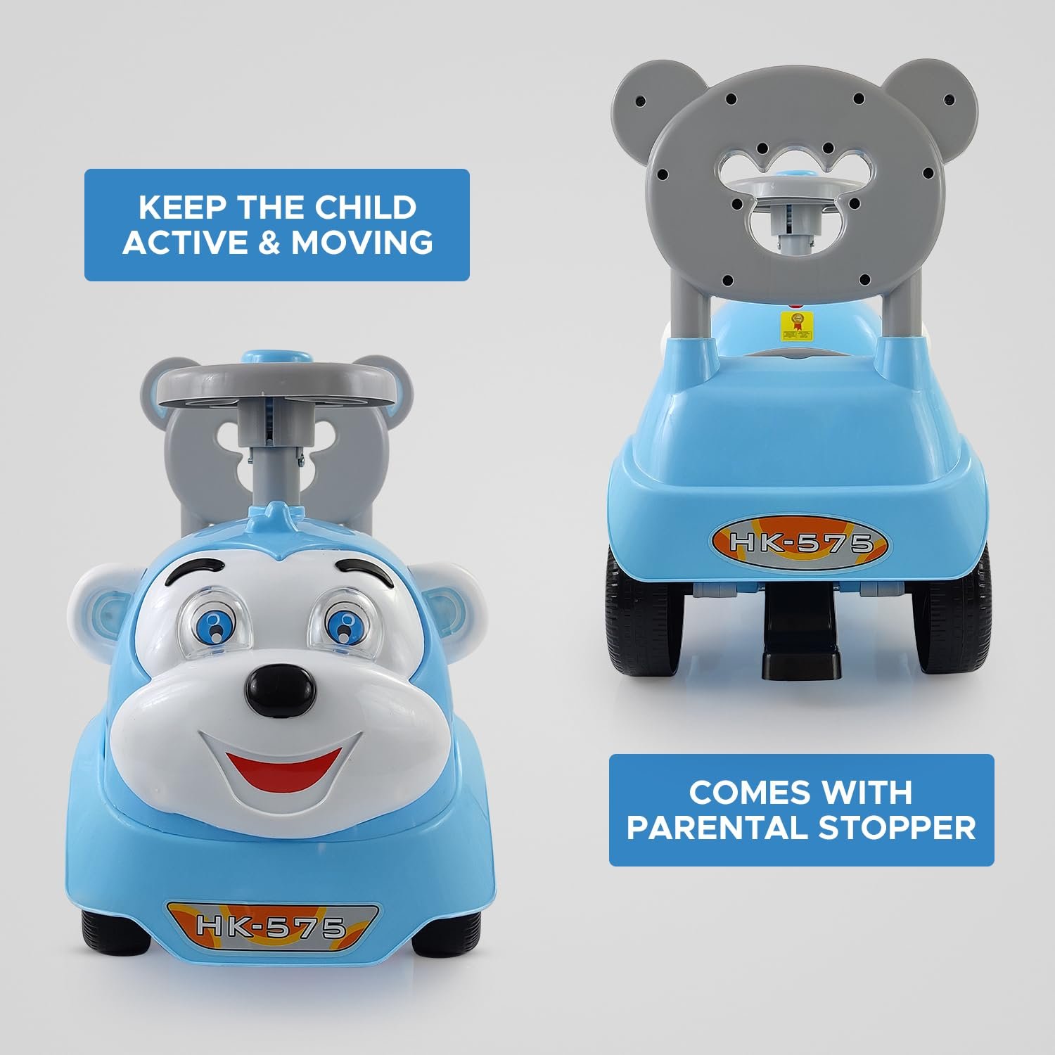 Dash Monkey Ride On for Kids, Baby Car, Ride On for Kids 2 Years+, Push Car for Baby with Backrest and Under Seat Storage Utility Box for Toys (Capacity 20kg | Blue) - Image 6