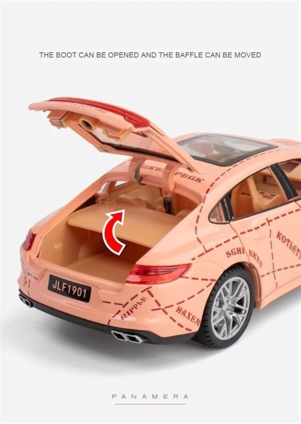 Compatible for 1:24 Porsche Panamera Toy Car Model, Diecast Collectible Pull Back Model Car with Sound and Light, Toy Gift Vehicles for Adults Kids Boys Girls?Pink? - Image 3