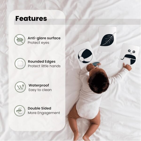 High Contrast Flash Cards for Infant New Born Children | Black & White | 24 Objects | Visual Stimulation and Sensory Development for Infants - Image 2