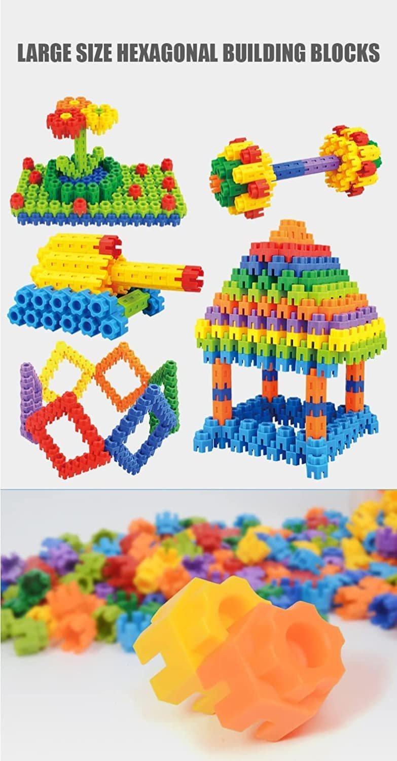 Non-Toxic New Hexagon Shape Building Block Set for 3-8 Years Old Kids Boys,90+ Piece (Building Block Toys)