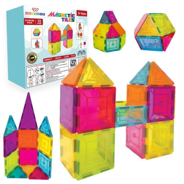 Wembley Magnetic Tiles for Kids Toys for 3 + Year Old Boy | Magnetic Blocks for Kids Toys for 2-5 Years | STEM Learning Educational Magnet Building Blocks Brain Toys for Kids - 10 Pcs