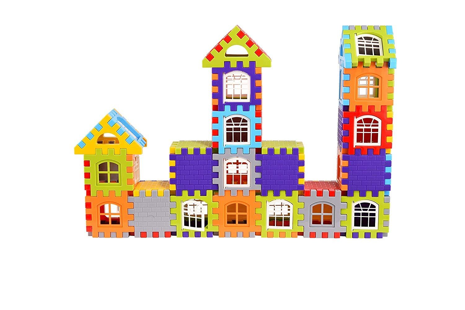GREEN WAY Building Blocks for Kids – 50 Pcs, House Building Blocks with Windows, Block Game for 2,3,4,5 Years Kids -Multicolor - Image 3
