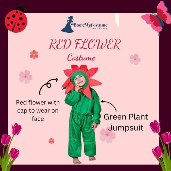 BookMyCostume Red Flower Kids Fancy Dress Costume 6-7 years - Image 3