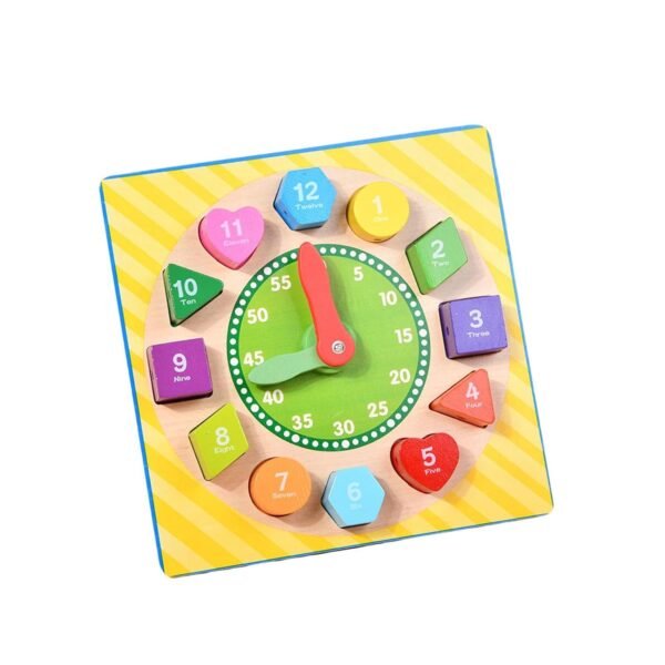 Toy Montessori Wooden Clock Toys Wooden Lacing Threading Toys for Baby Boys Square