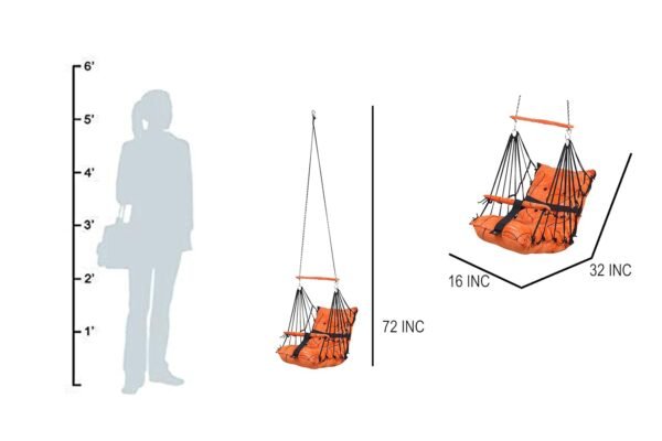 Cotton Baby Hanging Swing for Kids jhula 1-5 Years Swings Cradle Chair uyyala New Born Baby Gifts Foldable and Washable with Safety Belt, Home & Garden (Orange) - Image 2