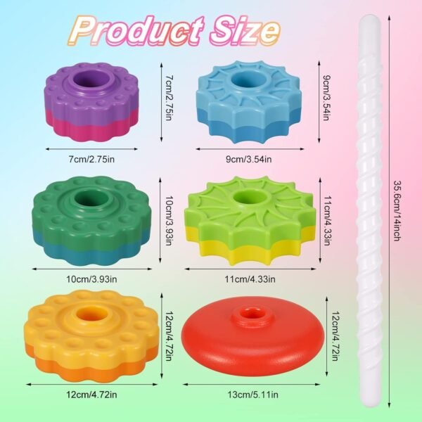 Spin & Stack Gear Toy for Kids – Unbreakable Spinning Tower with Colorful Rings | Motor Skills & Sensory Development | Montessori Baby Toy for Kids Great Gift - Image 3