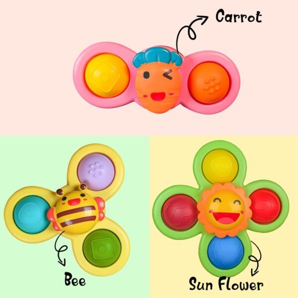 Wembley Baby Products Bath Toys 3 PCS Suction Cup Spinner Toy for Baby Toddlers Sensory Toys for Kids | Sticks to Window Table Baby High Chair Tray Bath Spinners for Baby Gifts for Baby Toddlers - Image 3