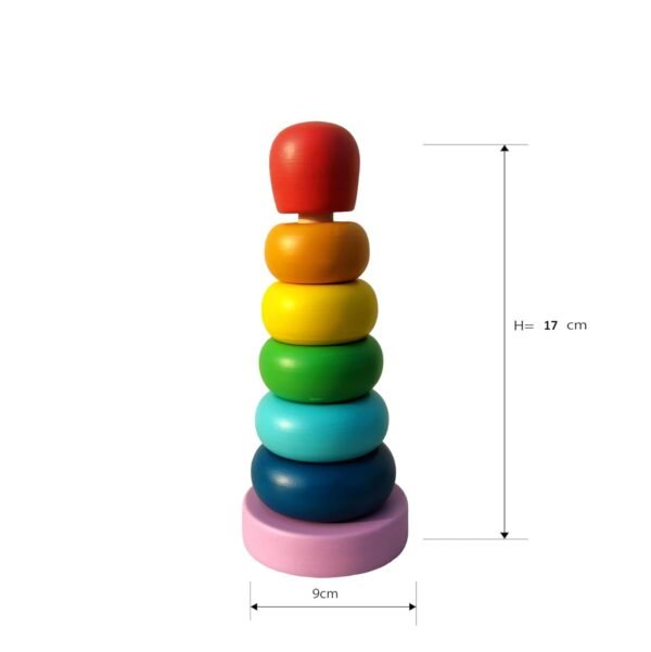 Wooden Rainbow Stacking Toy for Kids - (1 Year+) - Montessori Toys for Toddlers 1-3 Years Old and Up - Multicolor - Pack of 1 - Develop Fine Motor Skills - Image 2