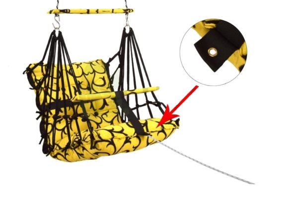 Baby Swing for Kids Cotton Swing Chair for Kids julla Baby\'s Children Folding and Washable 1-5 Years with Safety Belt/Home, Garden Jhula for Babies Cradle | (C. Yellow) - Image 4