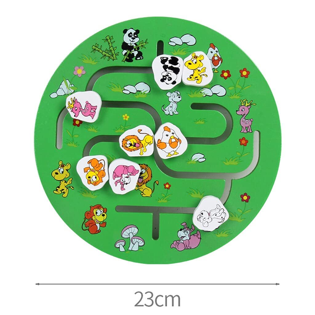 Maestro Toys - Round Wooden Puzzles for Kids Animal Puzzle Animal Matching Puzzle Wooden Maze Toys for Kids Gift for 1 + Year Old Boy or Girl