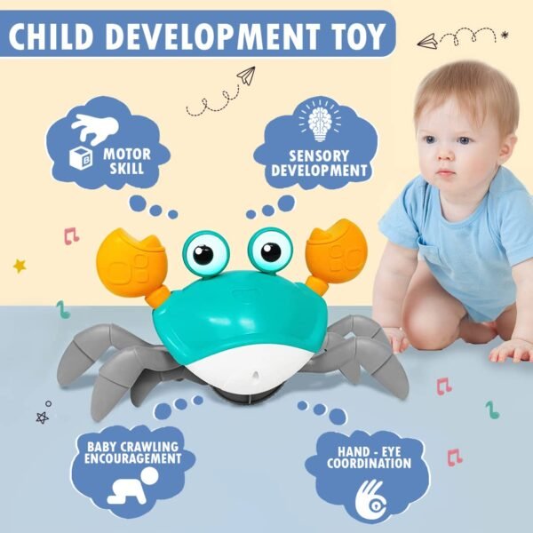 Wembley Crawling Crab Baby Toy for Kids Toddlers Infant Tummy Time Interactive Moving Toys for Babies 12 Months Electric Sensor Musical Dancing Walking Crab Toy Gift for Kids 1 2 3 Year Rechargeable - Image 3