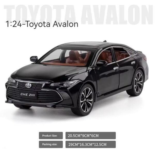 Toy Car 1:24 Toyota Avalon Metal Alloy Diecast Car Model Miniature Model with Sound Light Model Boys Toys for Children\'s/Black-Color