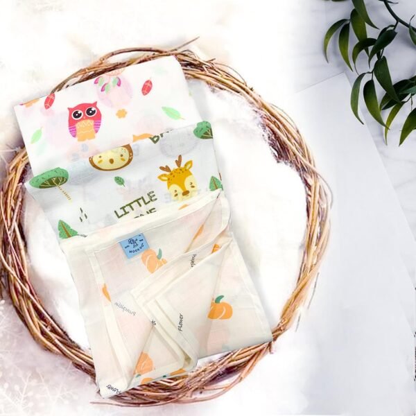 Baby Muslin Bath Towel for Newborn Baby | Gentle & Ultra-Absorbent | Muslin Cloth Bath Towel for Newborns | Bat-Pumpkin-Owl Design | Pack of 3 | - Image 2