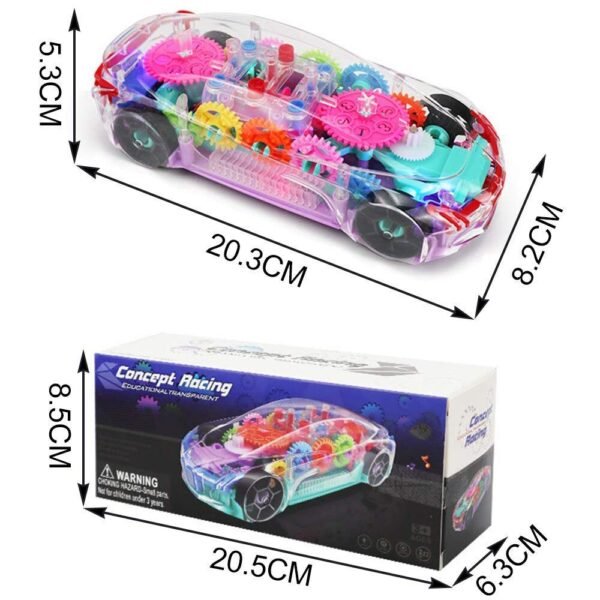 Transparent 3D Toy 360 Degree Rotation, Gear Simulation Mechanical Sound and Light Toy for 2-5 Years Boys and Girls (XUV) - Image 3
