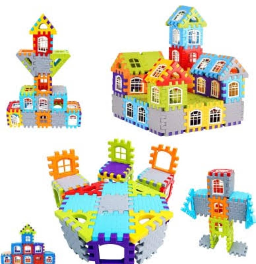 MBK 60+ PCS Kids Building Blocks Set with Windows - Educational Toys for Boys and Girls 2-5 Years - Multicolour - Image 3