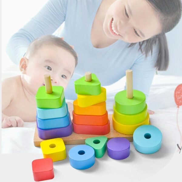 bnf® Wooden Stacking Toys Children\'s Educational Development Montessori Toy Baby | Toys for Baby | Developmental Baby Toys - Image 6