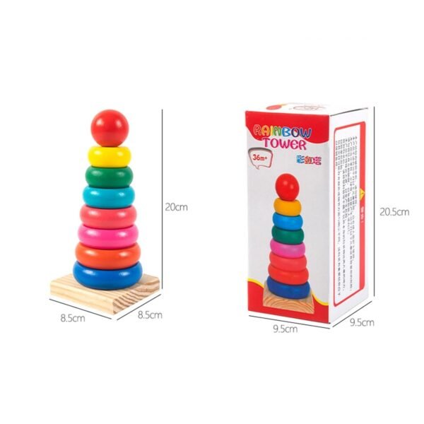 Toy Stacking Toy Sensory Toy Stacking Toy for Kids for Children Boys Girls Gifts 8.5x8.5x20cm Rainbow Tower - Image 2