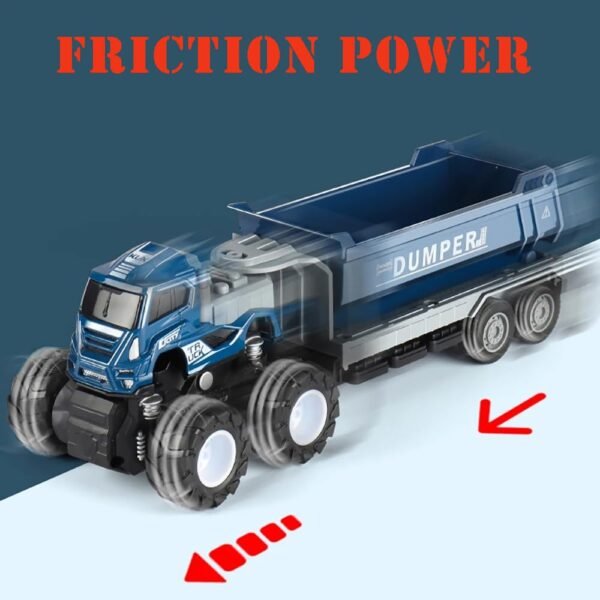 1:43 Set of 2 Dumper Toy Construction Truck Toys Diecast Alloy Truck Toys with Friction Powered Miniature Toy for Kids Boys and Girls Best Gift - Image 4