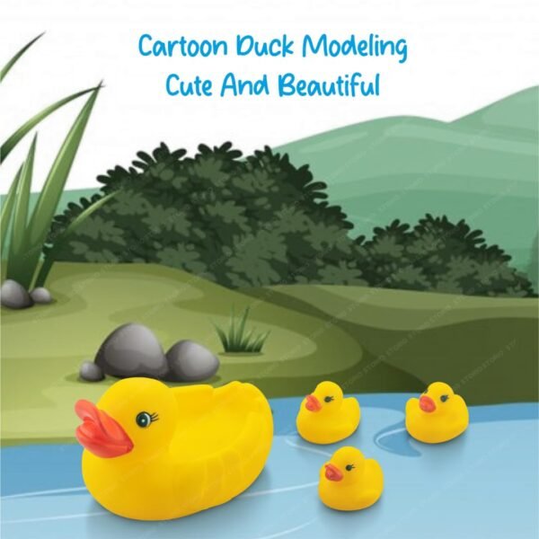 Storio Super Cute Duck Family Animals Swimming Water Toys Non-Toxic,BPA Free Colorful Soft Rubber Float Squeeze Sound Squeaky Bathing Toy for Baby Chu Chu Toy Set of 4 (1 Duck + 3 Ducklings) - Image 5