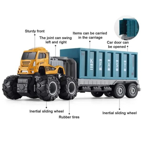 Toy Truck Diecast Alloy Logistic Transportation Truck for Kids 2 Year Above Friction Powered Miniature Toy for Kids - Image 4